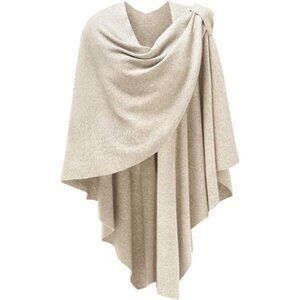 Womens Poncho Sweater Wrap Cross Front Knitted Shawl Cape Fall Winter